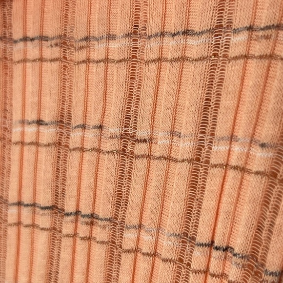 NWT FREE PEOPLE Ribbed Knit Striped Off Shoulder Après-ski Peach Sweater Top XS - Picture 13 of 13